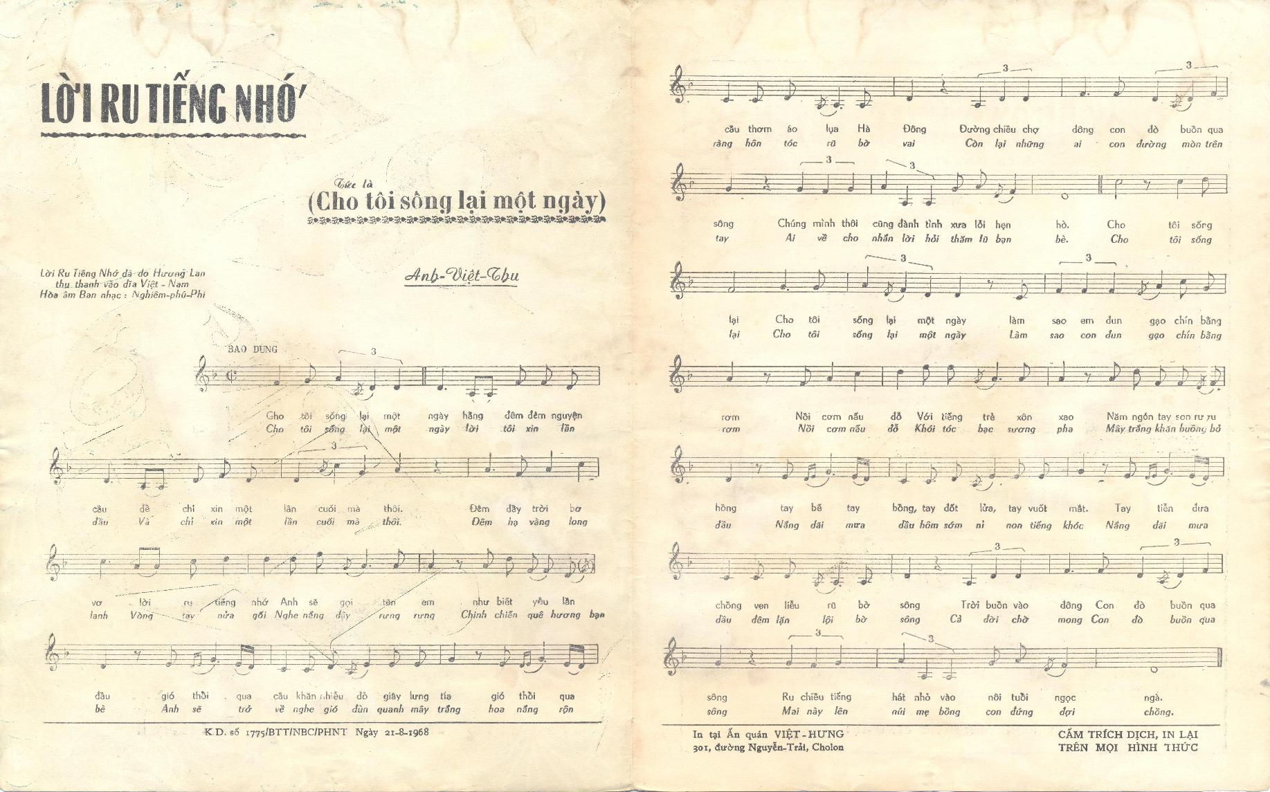 Loi Ru Tieng Nho-Cho Toi Song Lai Mot Ngay (Anh Viet Thu) (TDNT-DH-1) Inside.jpg