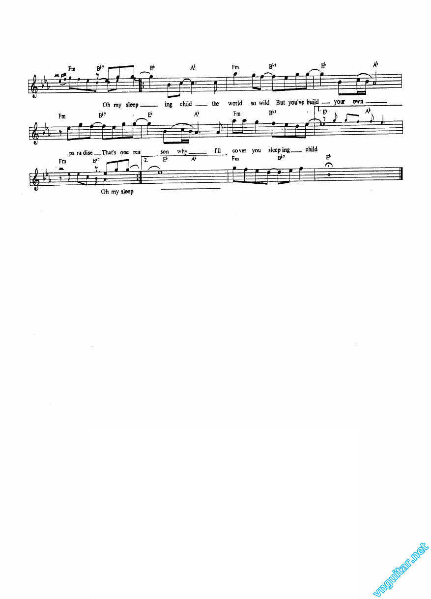 Sheet Notes & chords Sleeping child Michael Learn To Rock Sheet